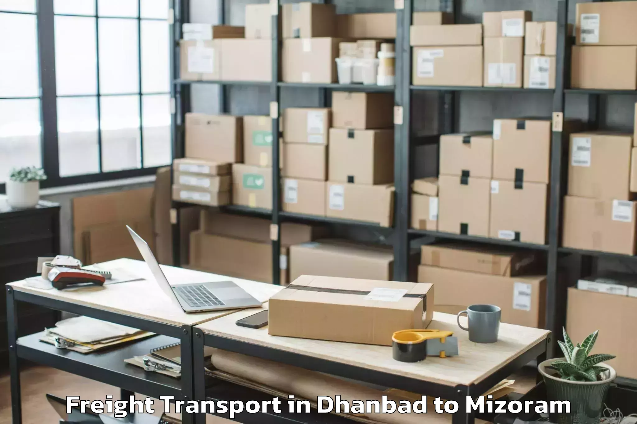 Top Dhanbad to Hnahthial Freight Transport Available